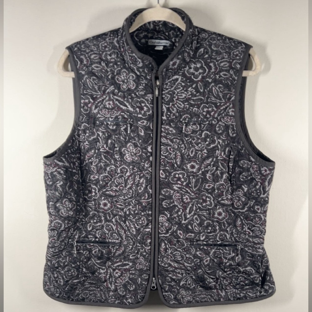 Croft & Barrow Floral Quilted Vest in Black and White